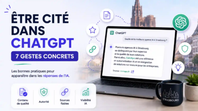 7 gestes concrets pour être cité dans ChatGPT et améliorer sa visibilité dans les réponses générées par l'intelligence artificielle grâce à un contenu de qualité, des sources fiables et une forte autorité en ligne.