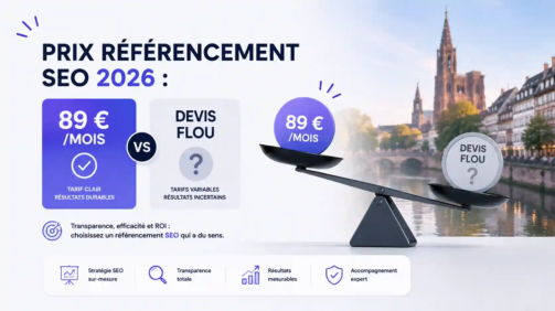 comparant un forfait SEO à 89 € par mois avec un devis SEO peu transparent, afin d'expliquer les différences de tarification, de stratégie de référencement naturel et d'accompagnement en 2026.