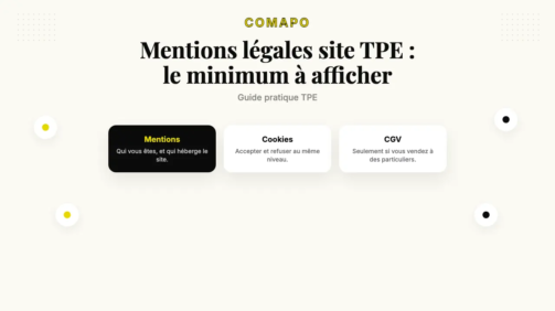 Mentions légales site TPE : le minimum à afficher, guide pratique TPE