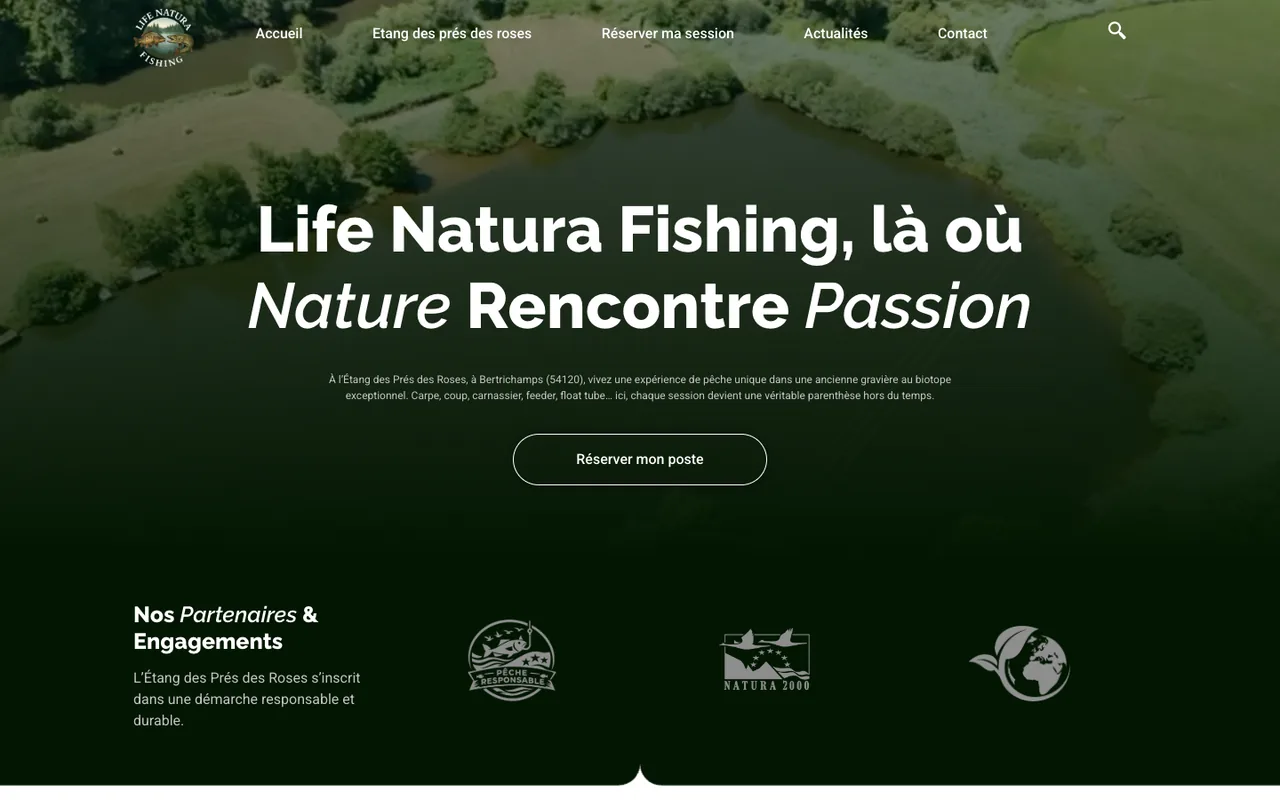 Réalisation site internet ComApo Life Natura Fishing, étang de pêche