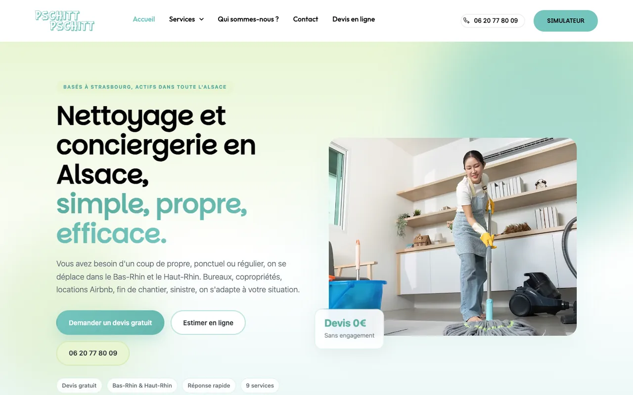 Réalisation site internet ComApo Pschitt Pschitt, nettoyage Alsace
