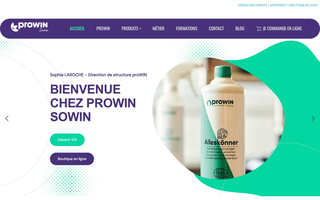 Réalisation site internet ComApo proWIN Sowin, vente directe Alsace